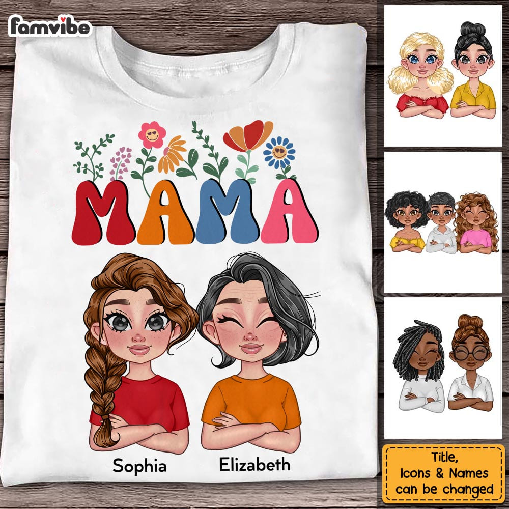 Personalized Retro Flower Mom Shirt 23621 Primary Mockup