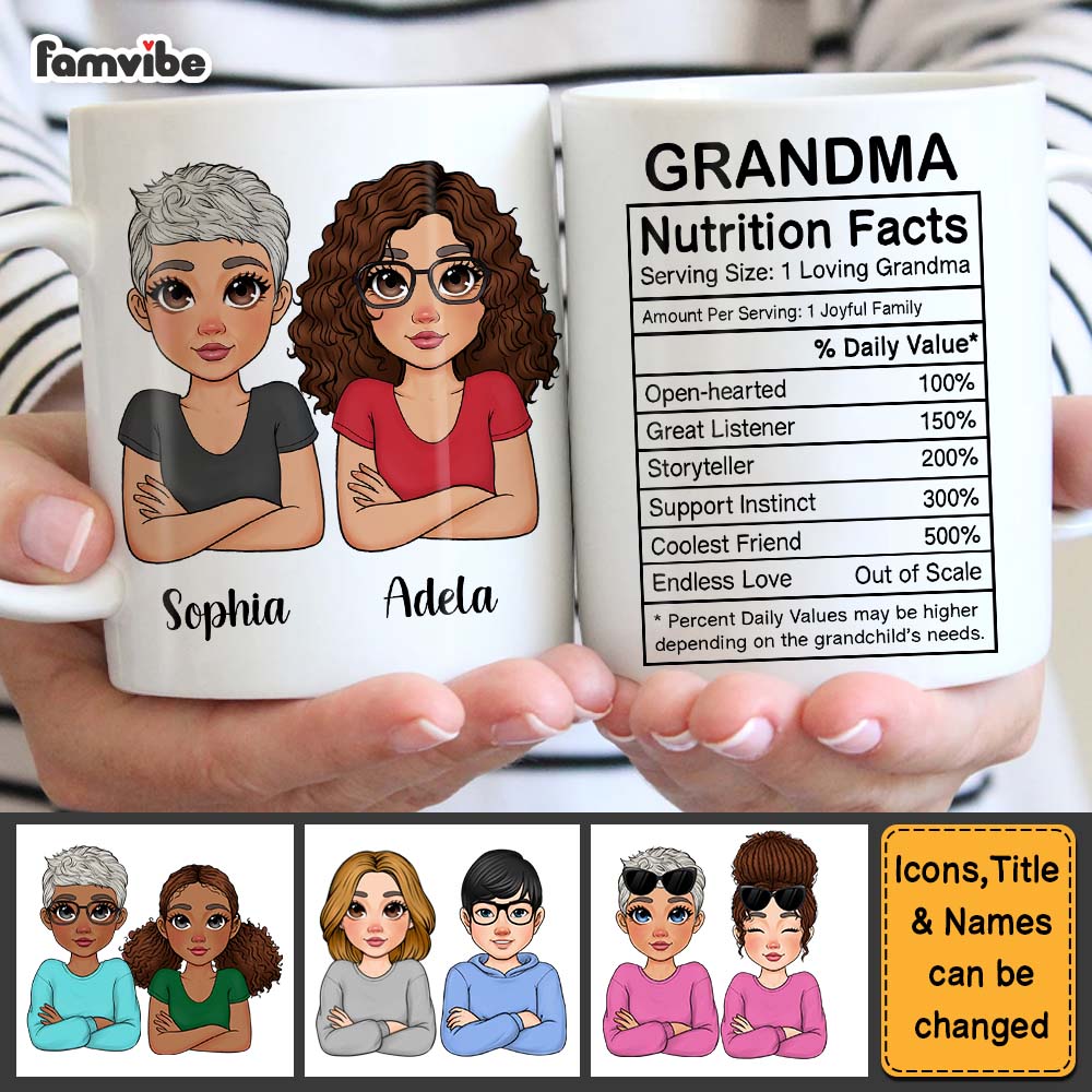Personalized Gift For Grandma Funny Nutrition Facts Mug 23628 Primary Mockup