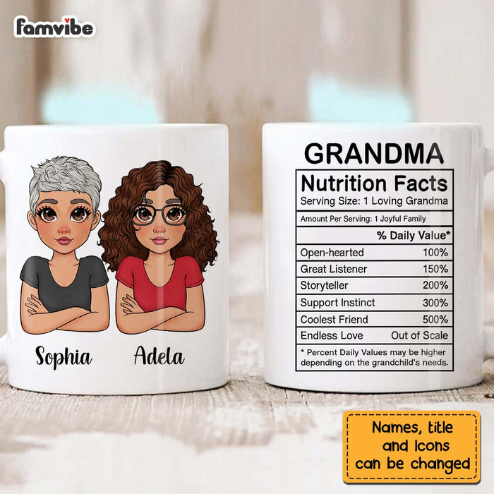 Personalized Gift For Grandma Funny Nutrition Facts Mug 23628 1