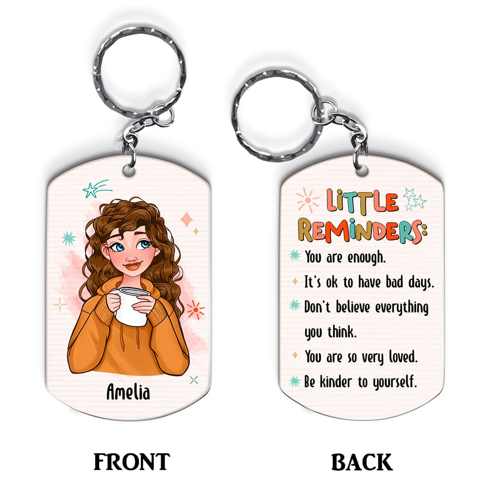 Personalized Mental Health Gift For Daughter Little Reminders Aluminum Keychain 23641 Primary Mockup