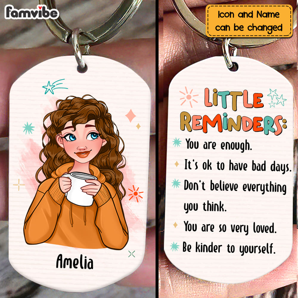 Personalized Mental Health Gift For Daughter Little Reminders Aluminum Keychain 23641 Primary Mockup