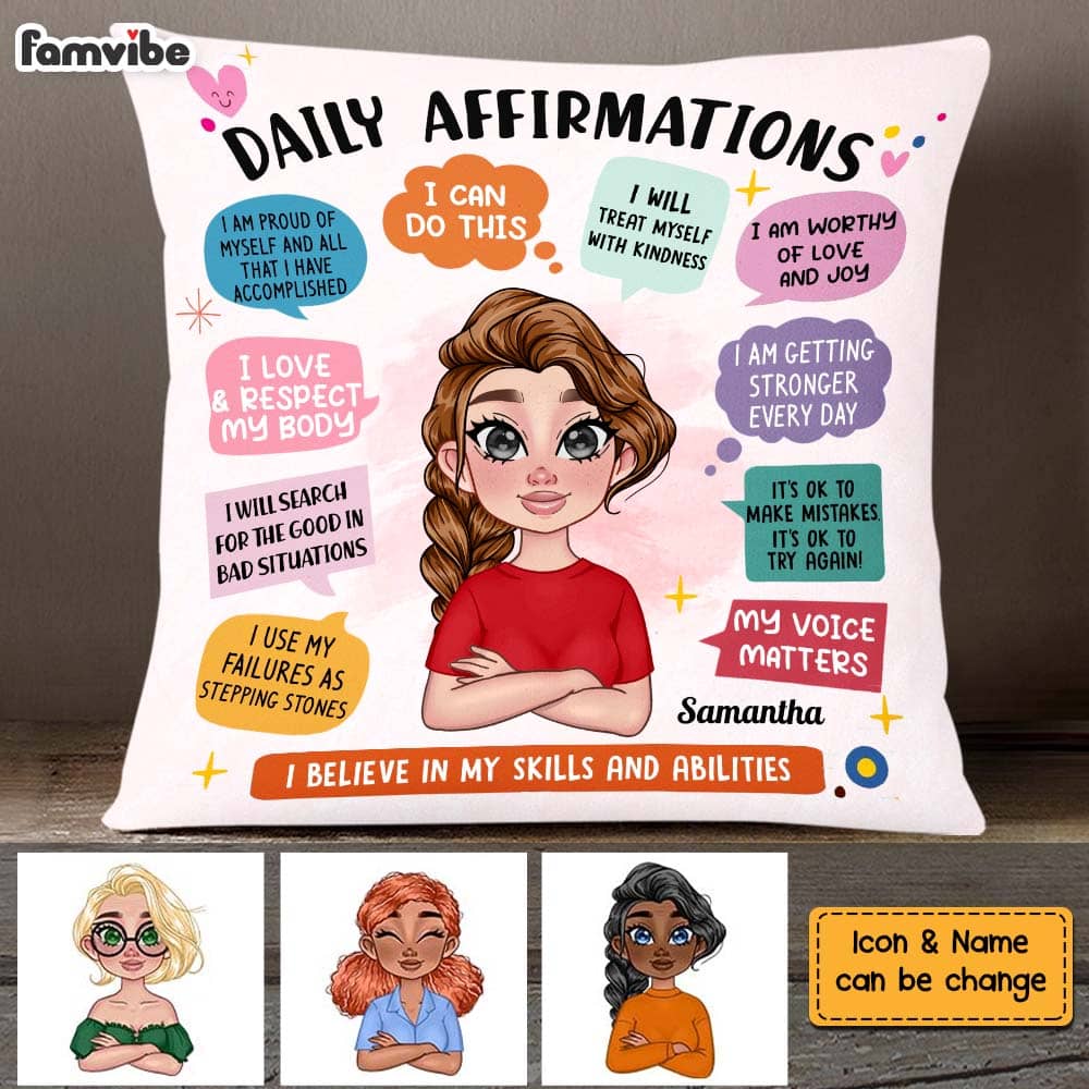 Personalized Gift for Daughter Daily Affirmations Pillow 23645 Primary Mockup