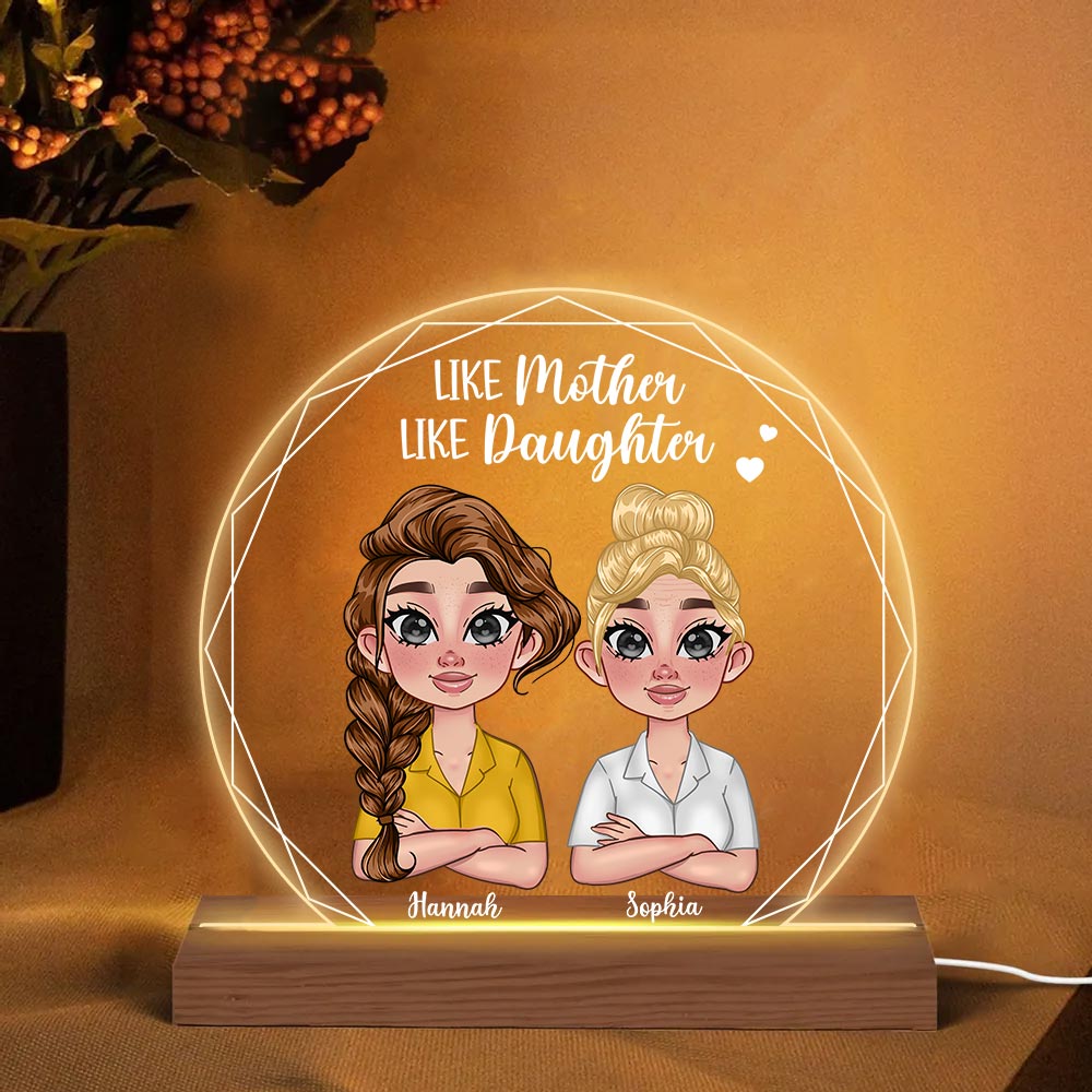 Personalized Gift Like Mother Like Daughter Hexagon Frame Plaque LED Lamp Night Light 23650 Primary Mockup
