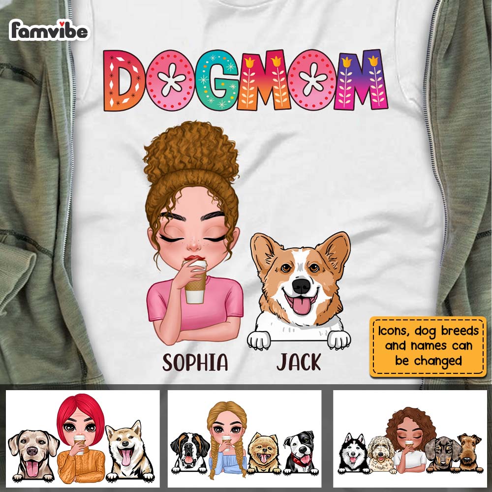 Personalized Dog Mom Colorful Shirt 23655 Primary Mockup
