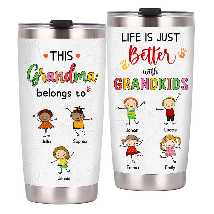 Personalized Gift for Grandma Life Is Just Better With Grandkids Steel Tumbler 23659 1
