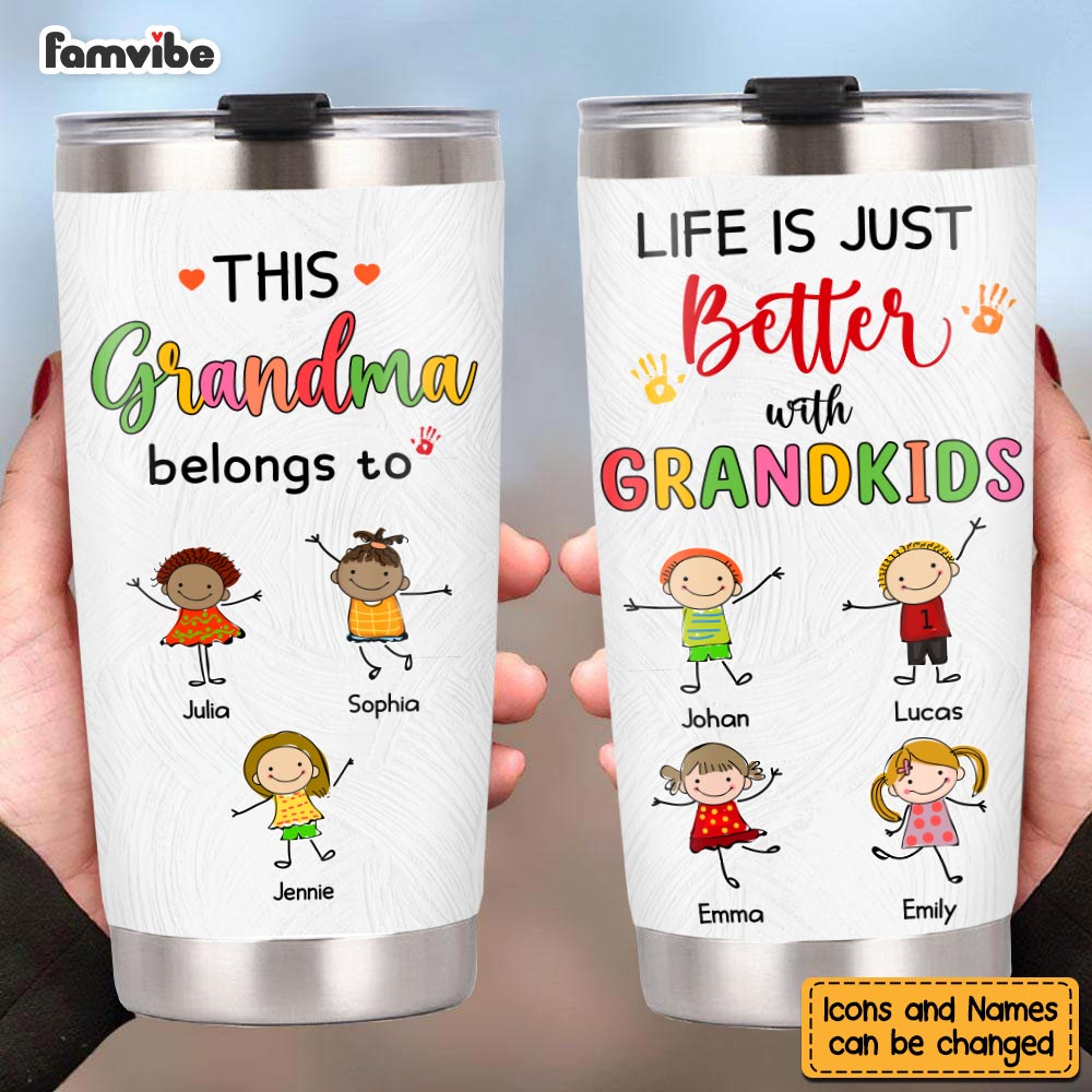Personalized Gift for Grandma Life Is Just Better With Grandkids Steel Tumbler 23659 Primary Mockup