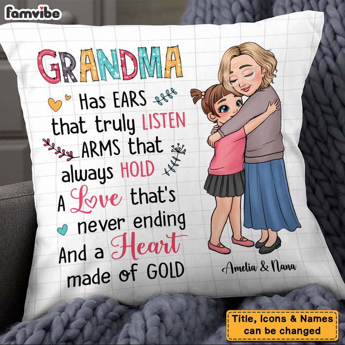 Personalized Gift To My Grandma A Heart Made Of Gold Pillow 23665 1