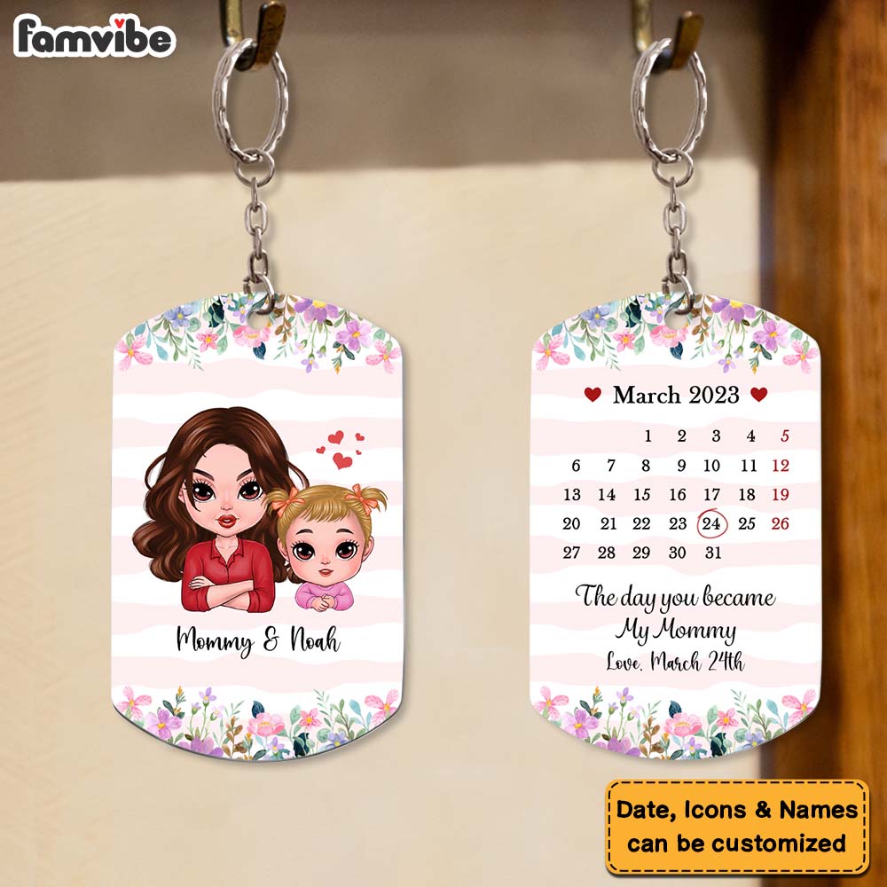 Personalized Day You Became My Mom Aluminum Keychain 23674 Primary Mockup