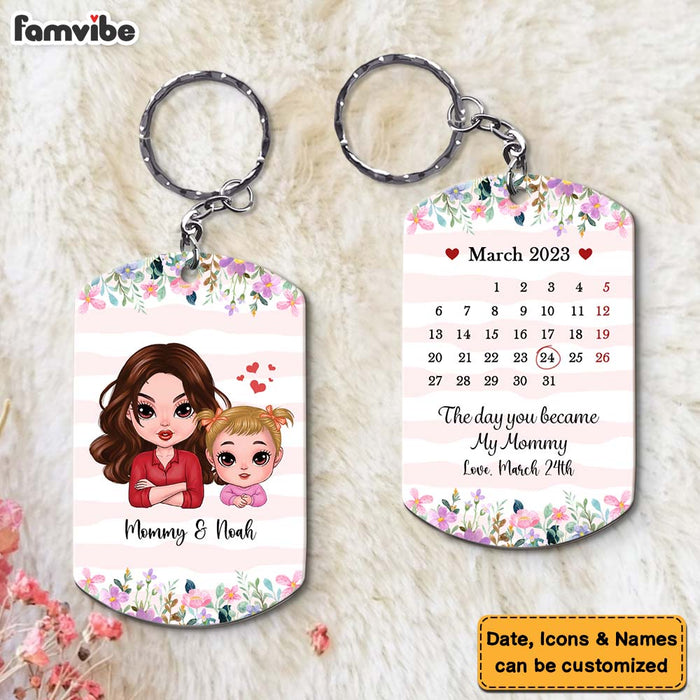 Personalized Day You Became My Mom Aluminum Keychain 23674 1
