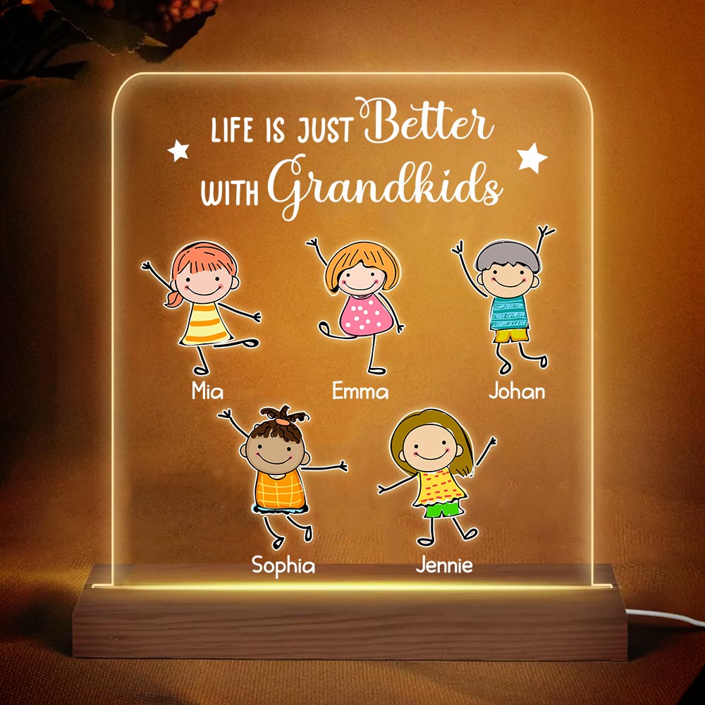 Personalized Grandma Grandpa Life Is Just Better With Grandkids Plaque LED Lamp Night Light 23683 Primary Mockup