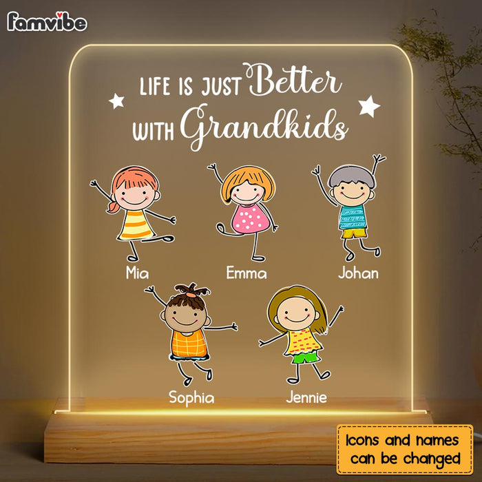 Personalized Grandma Grandpa Life Is Just Better With Grandkids Plaque LED Lamp Night Light 23683 1