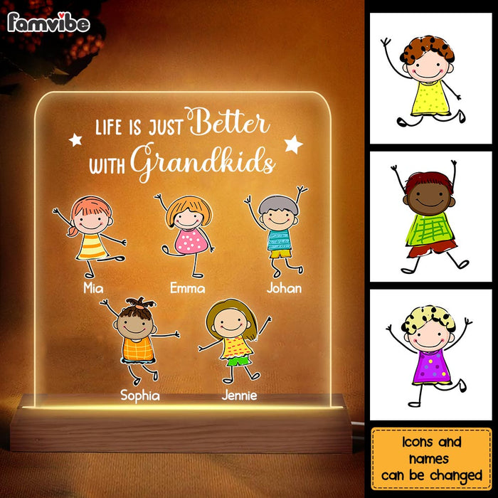 Personalized Grandma Grandpa Life Is Just Better With Grandkids Plaque LED Lamp Night Light 23683 1