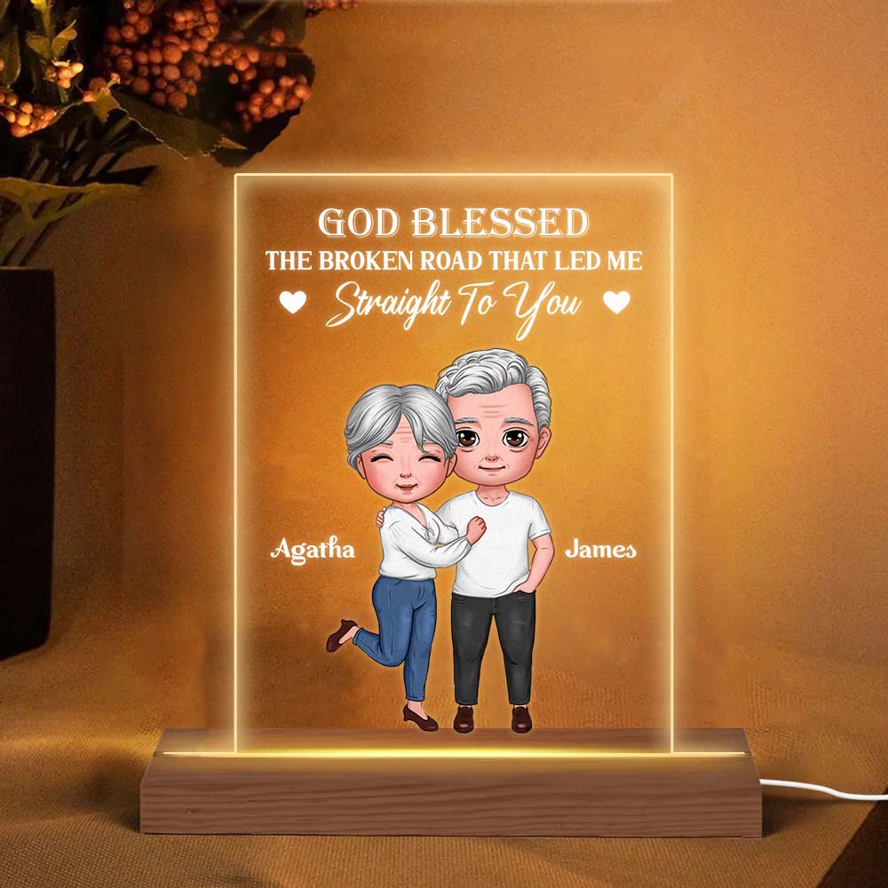 Personalized Couple God Blessed Straight To You Plaque LED Lamp Night Light 23686 Primary Mockup
