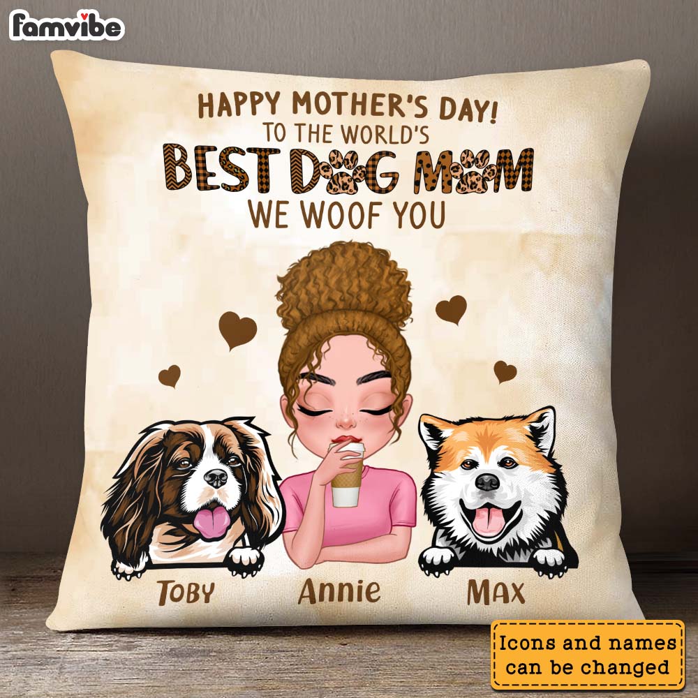Personalized Gift For Dog Mom We Woof You Pillow 23722 Primary Mockup