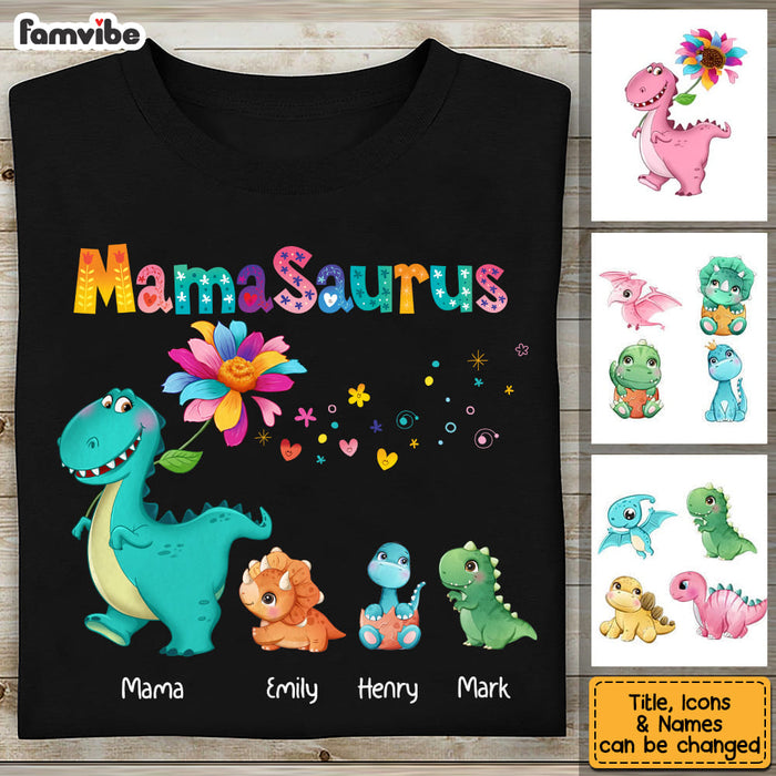 Personalized Mamasaurus Colorful Flower Shirt - Hoodie - Sweatshirt 23733 1