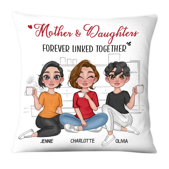 Personalized Mother And Daughter Forever Linked Together Pillow 23746 1