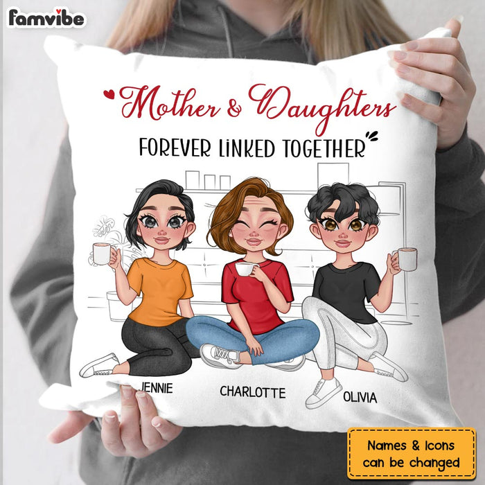 Personalized Mother And Daughter Forever Linked Together Pillow 23746 1
