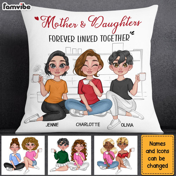 Personalized Mother And Daughter Forever Linked Together Pillow 23746 1