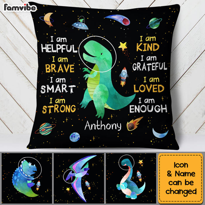 Personalized Gift For Grandson Space Dinosaur Pillow 23795 1