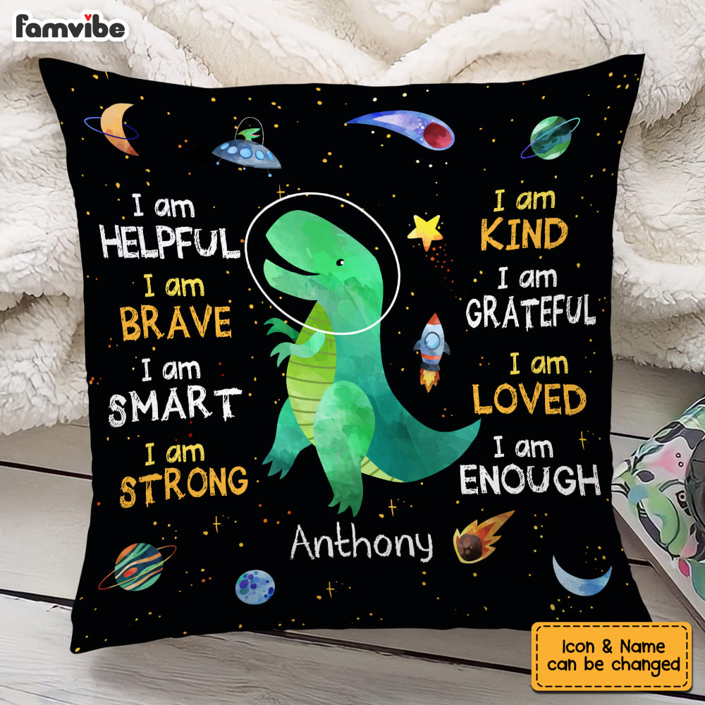 Personalized Gift For Grandson Space Dinosaur Pillow 23795 Primary Mockup