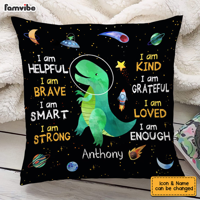 Personalized Gift For Grandson Space Dinosaur Pillow 23795 1