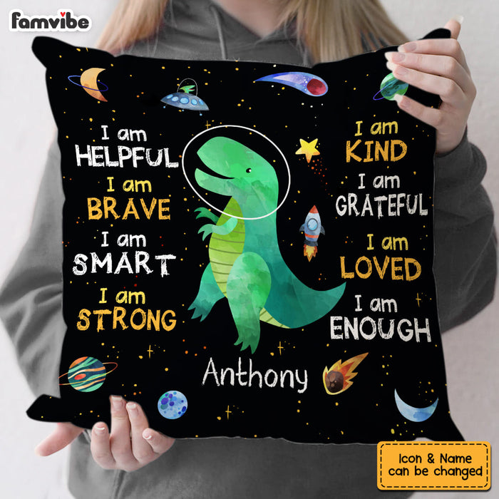 Personalized Gift For Grandson Space Dinosaur Pillow 23795 1