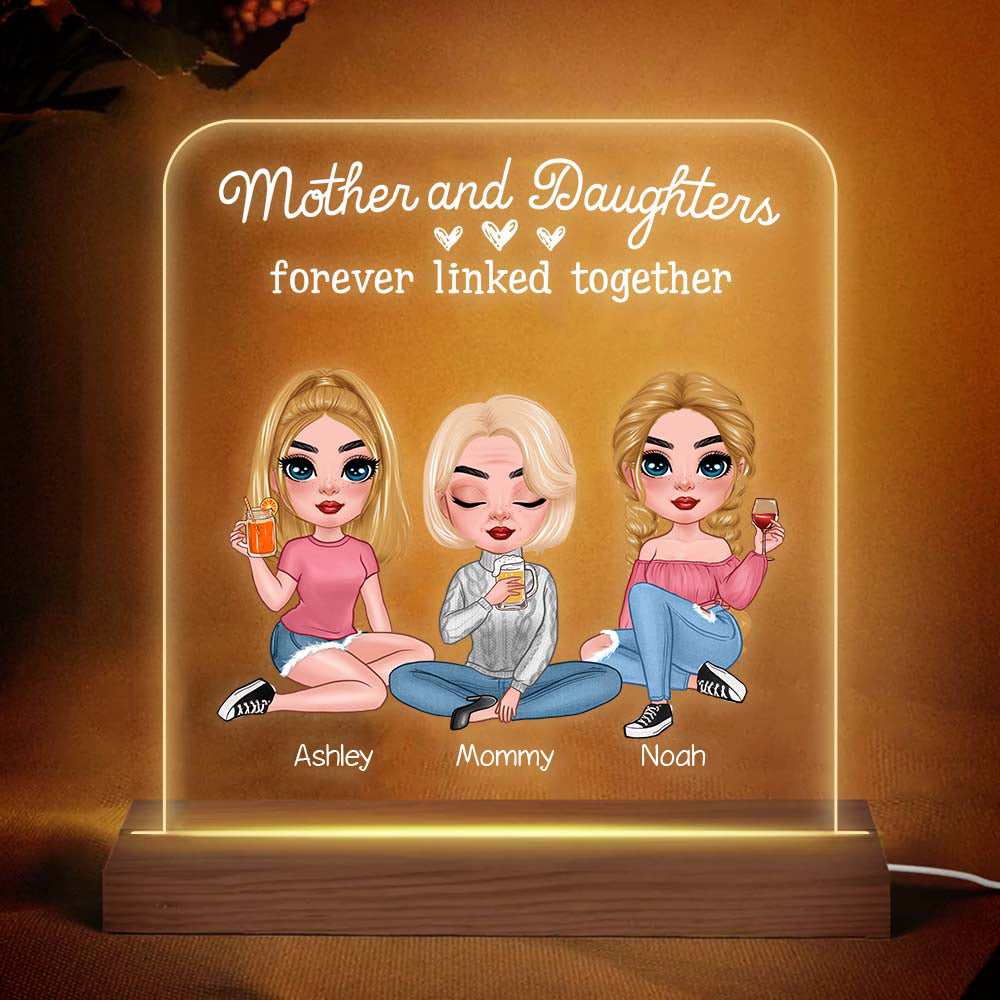 Personalized Mother And Daughter Forever Linked Together Plaque LED Lamp Night Light 23800 Primary Mockup