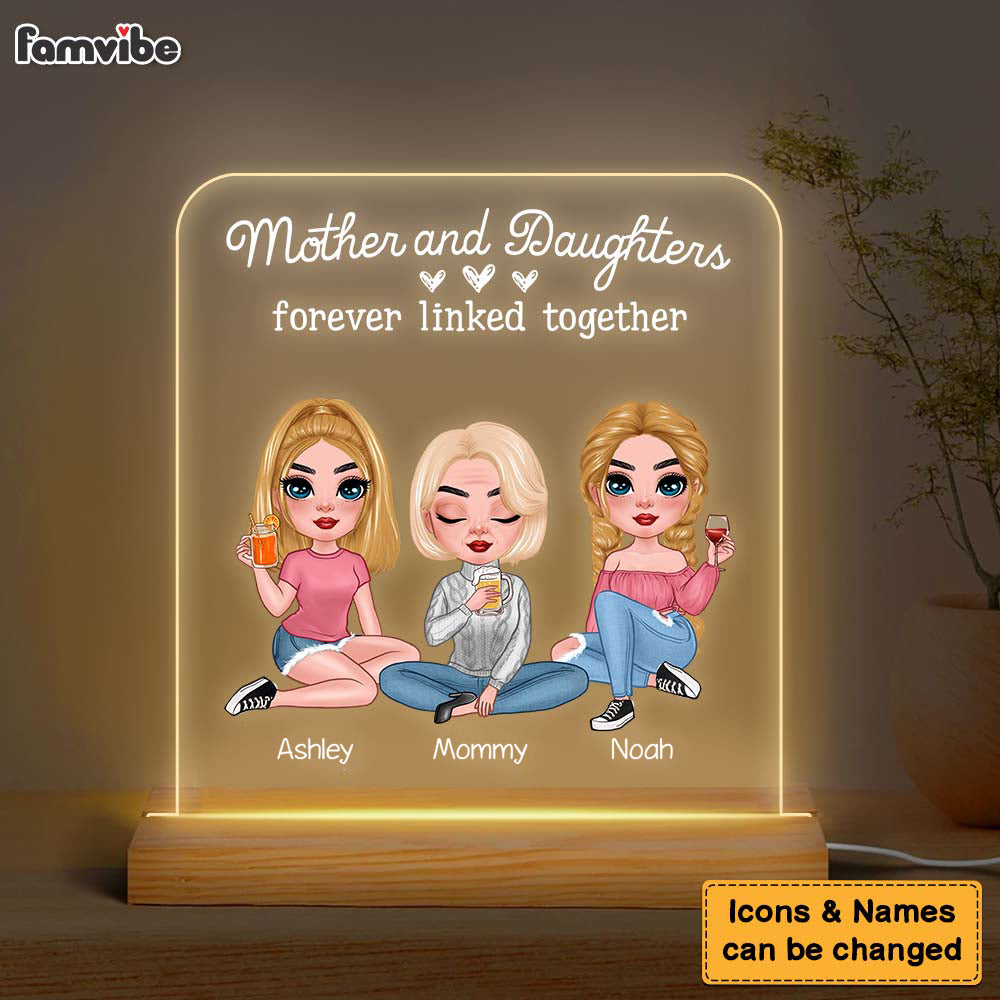 Personalized Mother And Daughter Forever Linked Together Plaque LED Lamp Night Light 23800 Primary Mockup