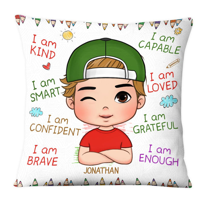 Special Needs Pillow Cover, Personalized Boy in Wheelchair Pillow