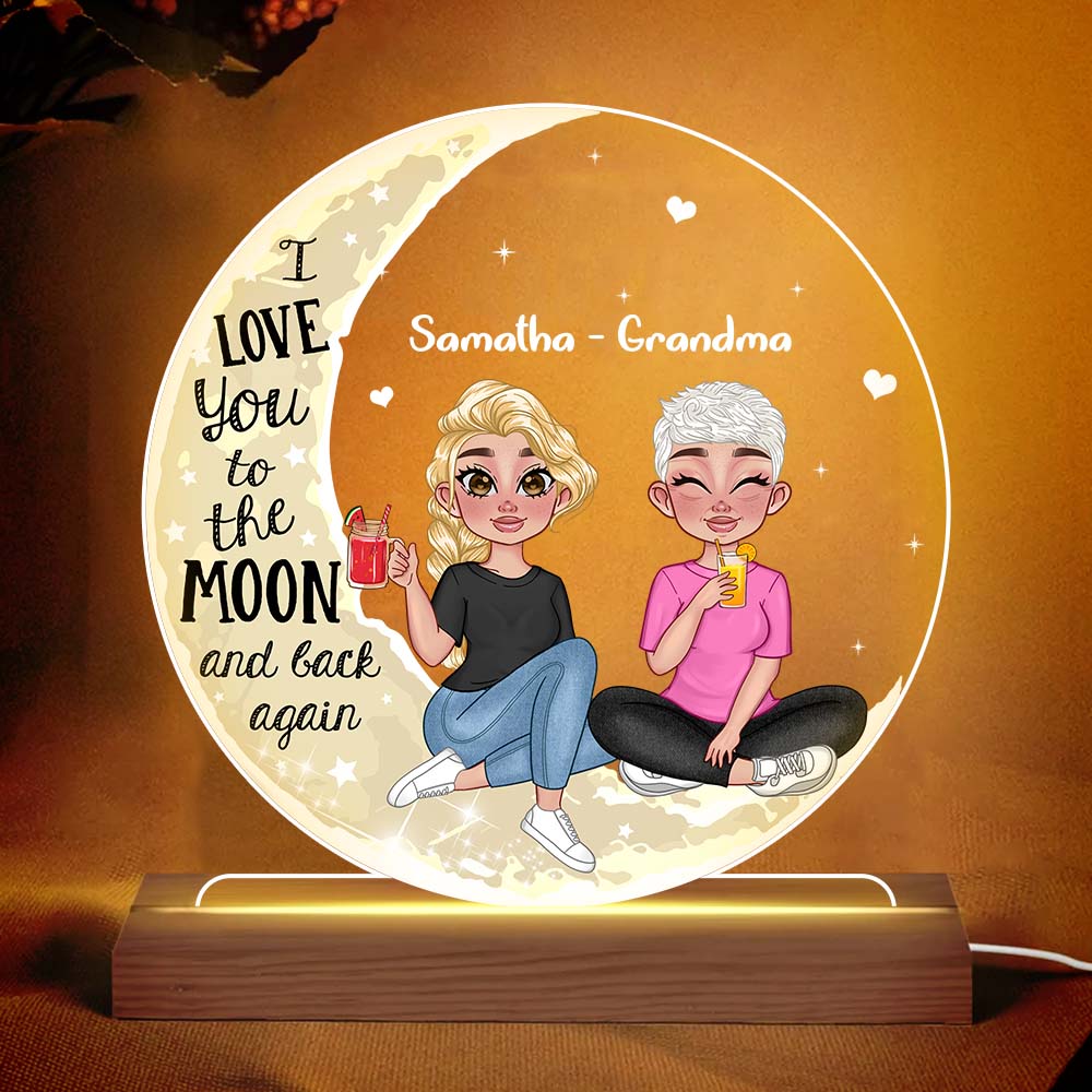 Personalized Gift For Grandma Adult Grandkid On Moon Plaque LED Lamp Night Light 23807 Primary Mockup