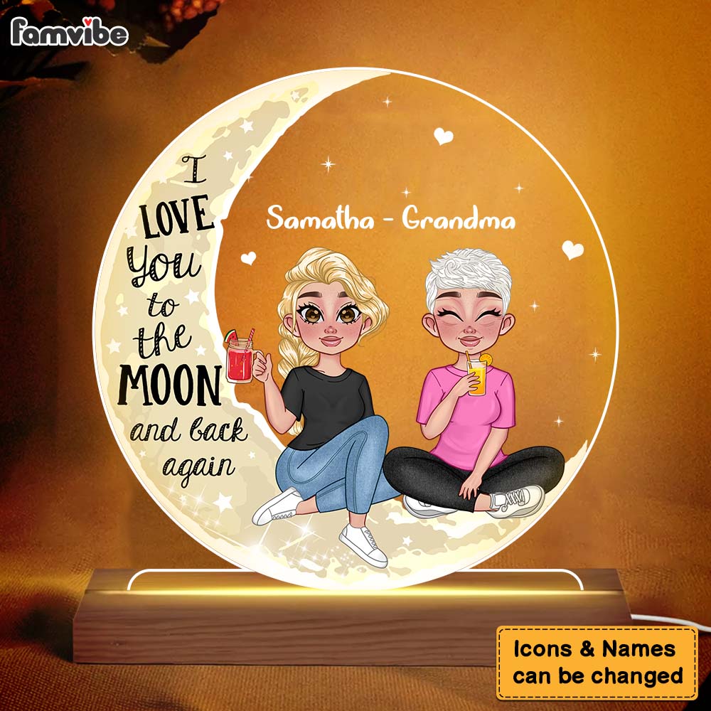 Personalized Gift For Grandma Adult Grandkid On Moon Plaque LED Lamp Night Light 23807 Primary Mockup