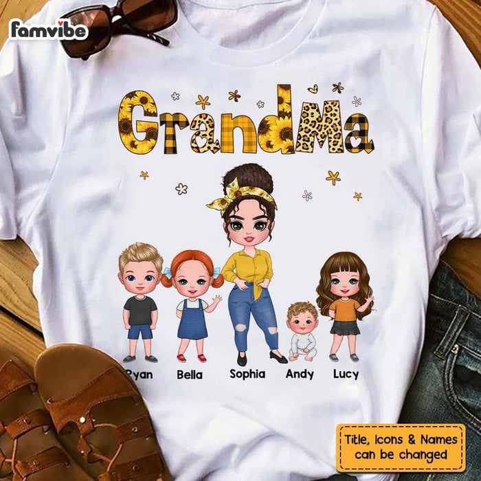 Personalized Gift Grandma And Grandchildren Yellow Pattern Shirt - Hoodie - Sweatshirt 23812 1