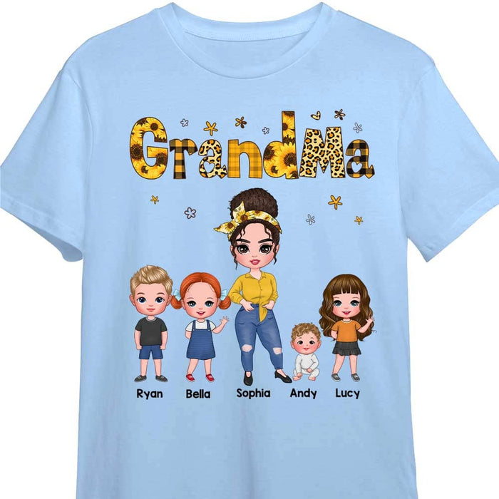Personalized Gift Grandma And Grandchildren Yellow Pattern Shirt - Hoodie - Sweatshirt 23812 1