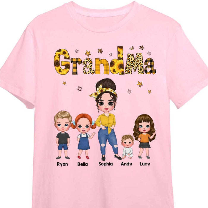 Personalized Gift Grandma And Grandchildren Yellow Pattern Shirt - Hoodie - Sweatshirt 23812 1