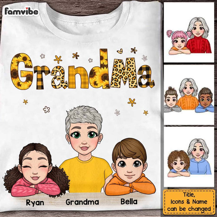 Personalized Gift Grandma And Grandchildren Yellow Pattern Shirt - Hoodie - Sweatshirt 23815 1