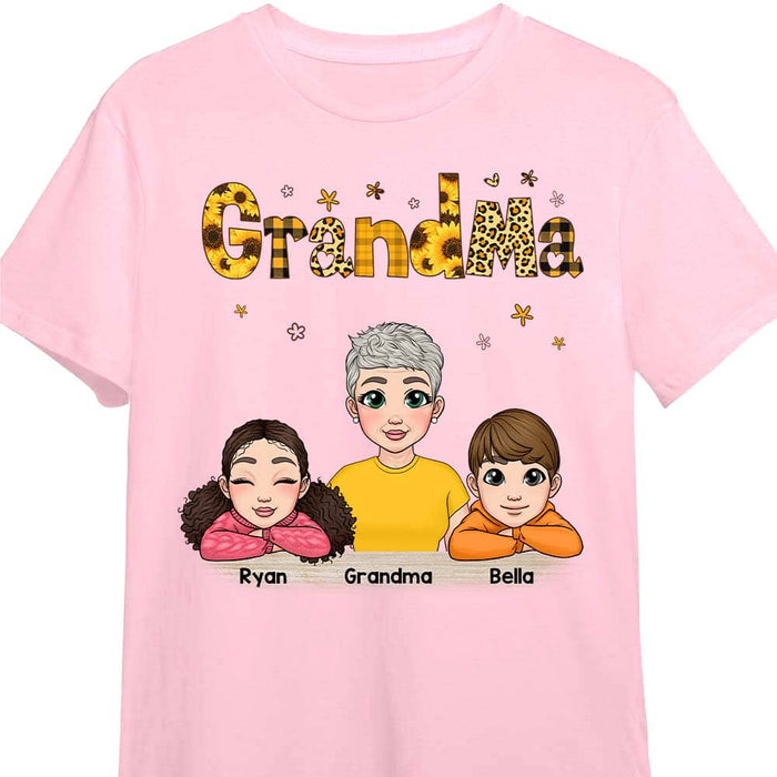 Personalized Gift Grandma And Grandchildren Yellow Pattern Shirt - Hoodie - Sweatshirt 23815 1