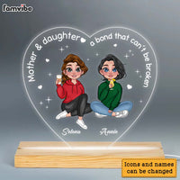 Personalized Gift Mother And Daughters A Bond That Can't Be Broken Plaque LED Lamp Night Light 23824 thumb 1