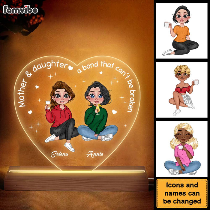 Personalized Gift Mother And Daughters A Bond That Can't Be Broken Plaque LED Lamp Night Light 23824 1