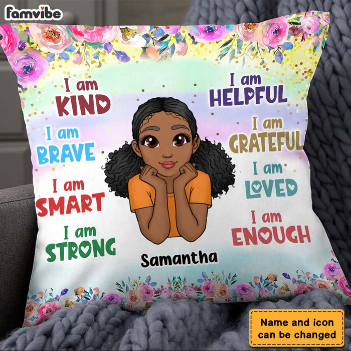 Personalized Daughter Granddaughter Kids Affirmations I Am Kind I Am Smart Pillow 22619 1