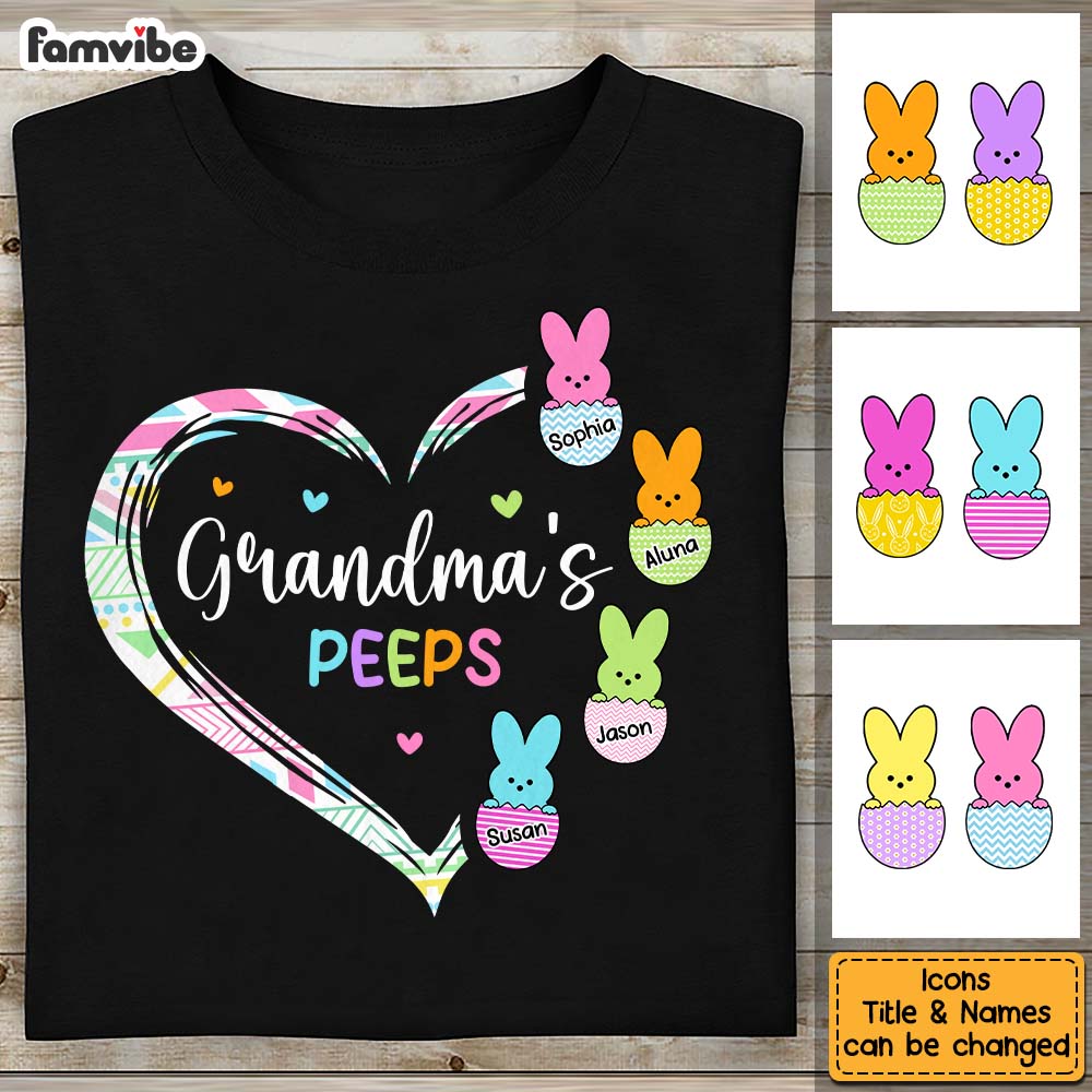Personalized Gift for Grandma's Peeps Heart Bunny Shirt 23870 Primary Mockup