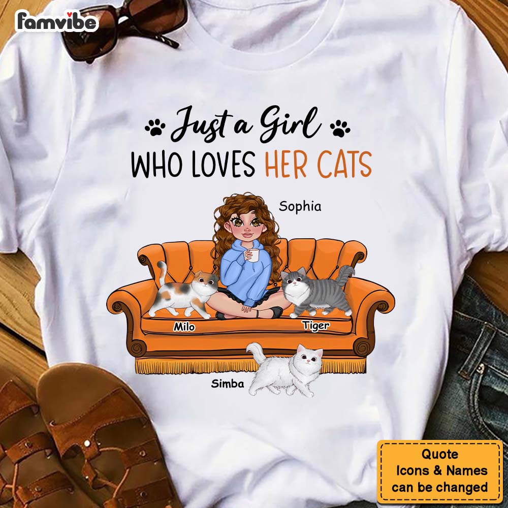 Personalized Just A Girl Who Loves Her Cats Shirt 23883 Primary Mockup