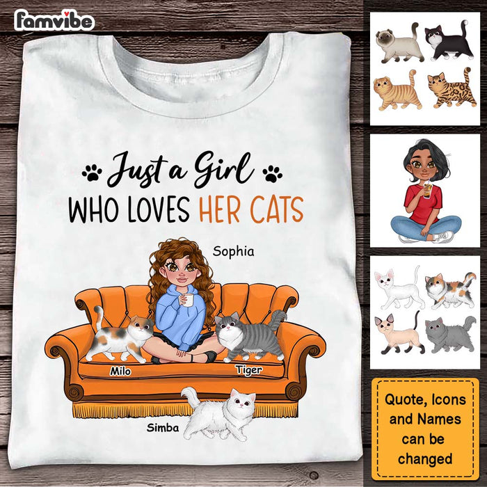 Personalized Just A Girl Who Loves Her Cats Shirt - Hoodie - Sweatshirt 23883 1