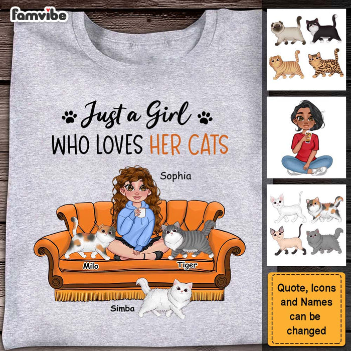 Personalized Just A Girl Who Loves Her Cats Shirt - Hoodie - Sweatshirt 23883 1