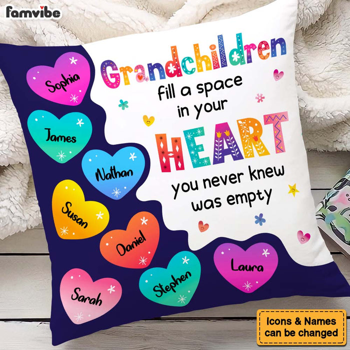 Personalized Grandchildren Fill Grandma Heart Pillow 23891 1