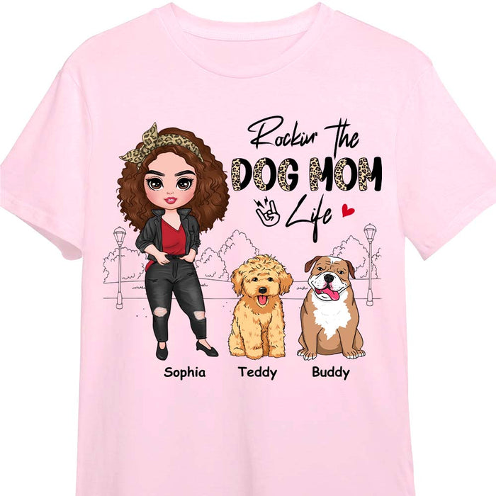 Personalized Gift for Rockin‘ The Dog Mom Life Leopard Shirt - Hoodie - Sweatshirt 23901 1