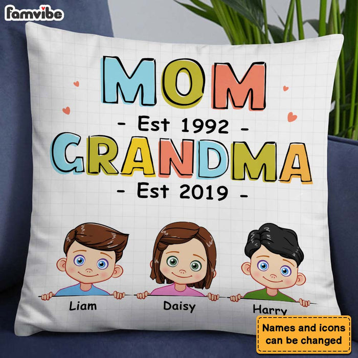 Personalized First Mom Now Grandma Pillow 23925 1