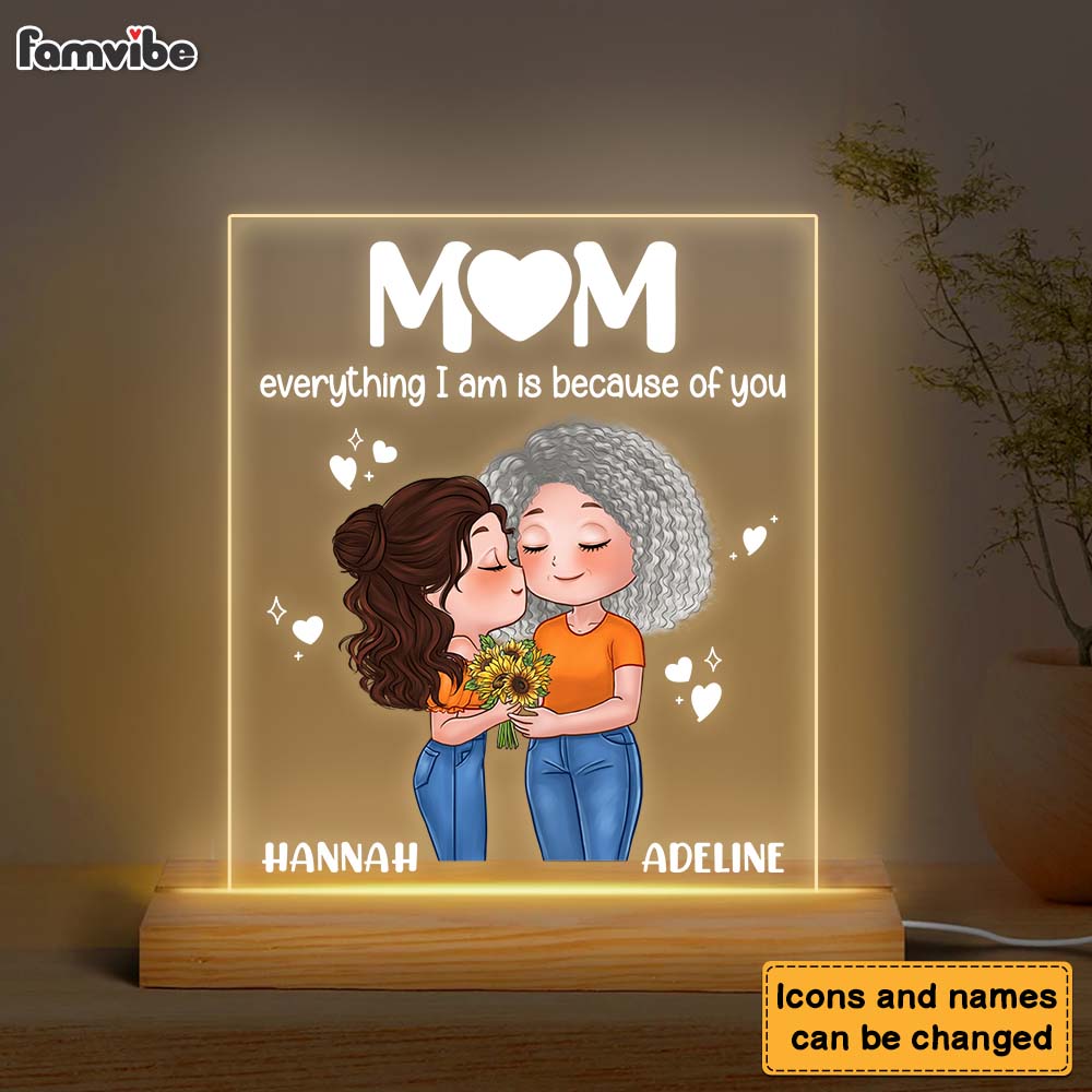 Personalized Everything I Am Is Because Of You Plaque LED Lamp Night Light 23935 Primary Mockup
