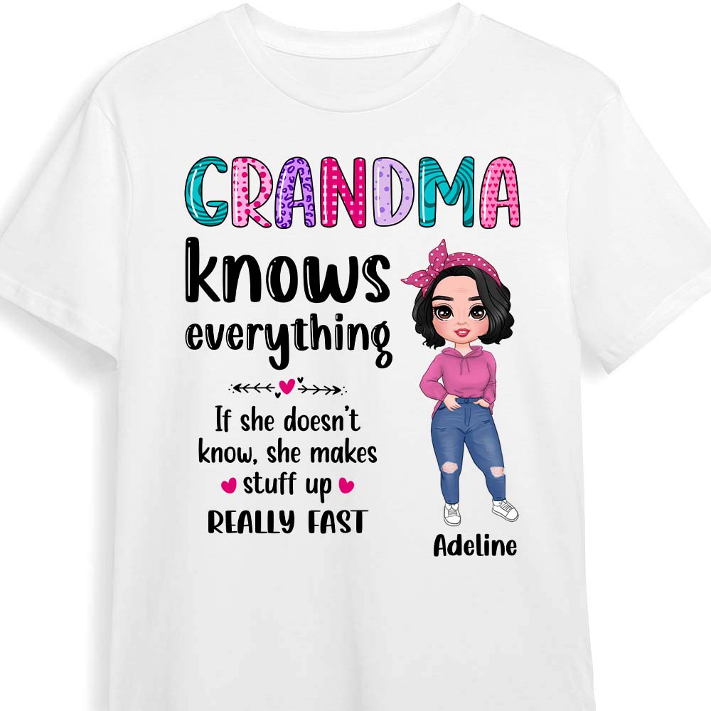 Personalized Grandma Knows Everything Colorful Shirt 23946 Primary Mockup