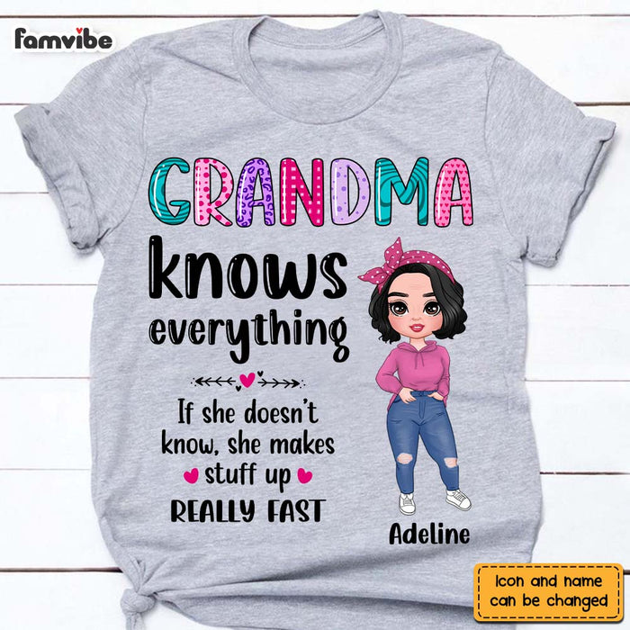 Personalized Grandma Knows Everything Colorful Shirt - Hoodie - Sweatshirt 23946 1