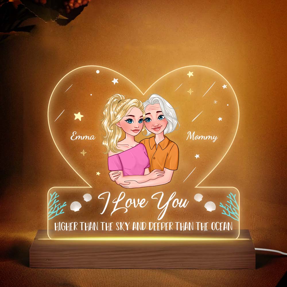 Personalized Gift I Love you Higher Than The Sky And Deeper Than The Ocean Plaque LED Lamp Night Light 23967 Primary Mockup